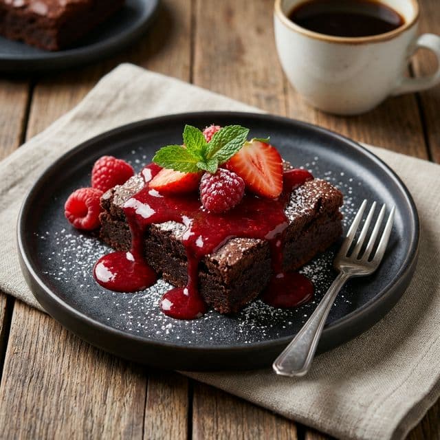 Vegaaninen Brownie Marjakastikkeella (150g)